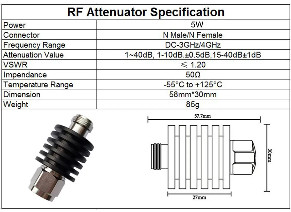 Coaxial attenuator n male and n female 3ghz specification qro.cz hamparts.shop
